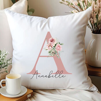 Personalised Initial Floral Name Cushion, 2 of 3