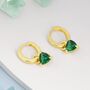 Sterling Silver Emerald Green Trillion Cut Cz Hoop Earrings, thumbnail 5 of 12