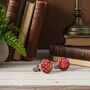 Pink And Orange Silk Brocade Covered Cufflinks, thumbnail 3 of 6