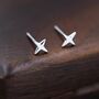 Four Point Star Screw Back Earrings In Sterling Silver, thumbnail 6 of 10