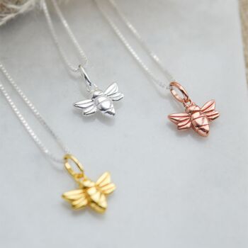 Yellow Gold Honey Bee Necklace, 2 of 6