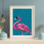 Set Of Three Turquoise Bird Peacock Flamingo Art Print, thumbnail 7 of 8