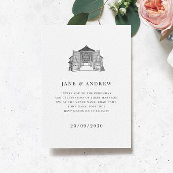 Bespoke Venue Illustration Wedding Invitations, 3 of 7
