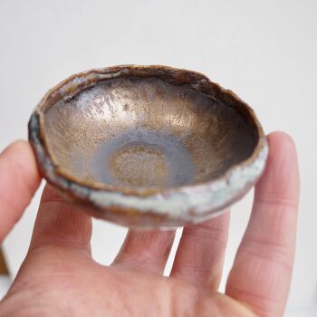 Handmade Gold And Blue Brown Mini Pottery Ring Dish, 2 of 8