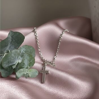 Sterling Silver Cross Charm Necklace, 2 of 4