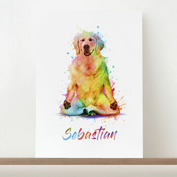Personalised Watercolour Dog Yoga Print, 2 of 12