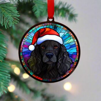 Springer Spaniel Black In Santa Hat Suncatcher Decoration, 4 of 6