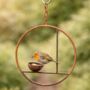 Rusty Metal Abstract Hanging Bird Feeder, thumbnail 1 of 3