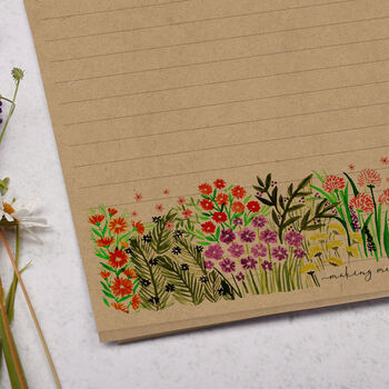 A4 Kraft Letter Writing Paper With Garden Flowers, 2 of 4
