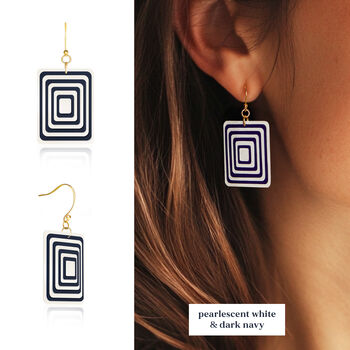 Layered Geometric Rectangle Earrings | Five Colours Available, 5 of 8