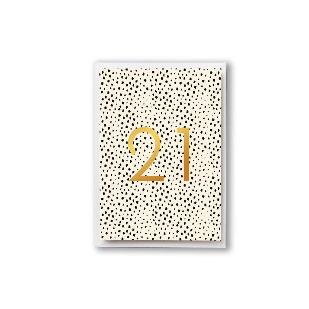 21st Birthday Card Gold Foil With Black Pattern