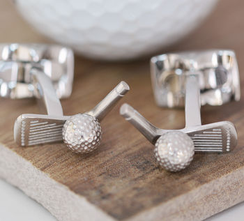 Rhodium Golf Club Cufflinks, 2 of 4