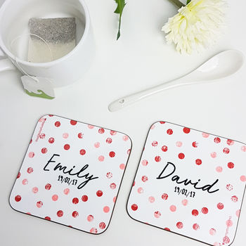 Personalised Dotty Coasters Pair, 2 of 8