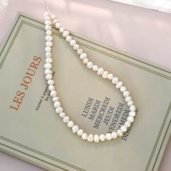 Elizabeth Ivory Silver Pearl Baroque Gala Charm Necklace, 3 of 4