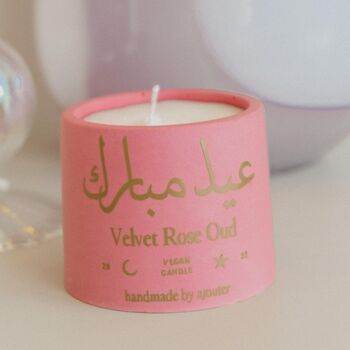 Eid Ramadan Velvet Oud Handmade Vegan Soy Candle, 2 of 5