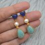 Blue Jade Pearl Amazonite Silver Earrings, thumbnail 3 of 7