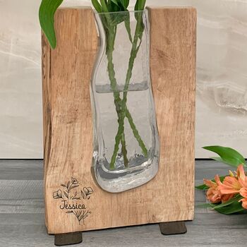 Personalised Tanoak 'Mr And Mrs' Wooden Vase, 8 of 8