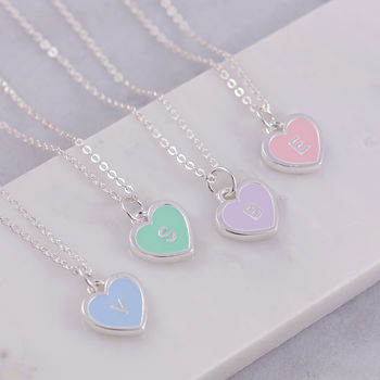 Mini Enamel Heart And Star Initial Necklace, 2 of 12