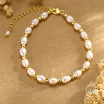 Freshwater Pearl Beaded Bracelet In Sterling Silver, 5 of 12