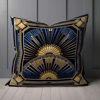 Deco Elegance In Blue Art Deco Cushions Design Two, 5 of 7