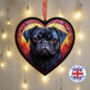 Pug Stained Glass Effect Heart Suncatcher, thumbnail 1 of 6