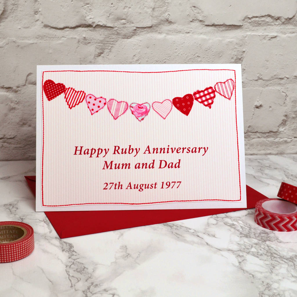 ruby wedding  anniversary  card  by jenny arnott cards  