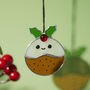 Handmade Glass Christmas Pudding Hanging Decoration, thumbnail 1 of 2