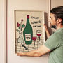 Personalised 50th Birthday Birth Year Illustrated Wine Print, thumbnail 1 of 8