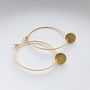 Brushed Disc Hoops In Gold Plated Sterling Silver 30mm, thumbnail 2 of 5