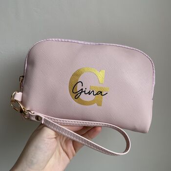 Personalised Monogram Initial Wristlet Pouch Mini Makeup Bag, 4 of 6