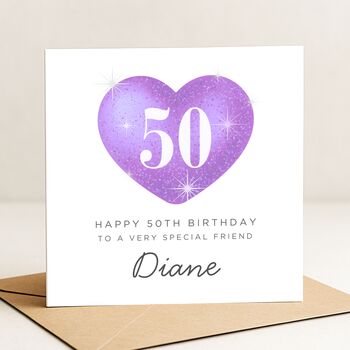 50th Birthday Card For A Friend Female With Her Name, 2 of 8