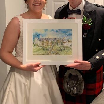 Personalised Wedding Venue Watercolour Painting. Original Wedding Portrait. Wedding Illustration Sketch. Not A Print, 12 of 12