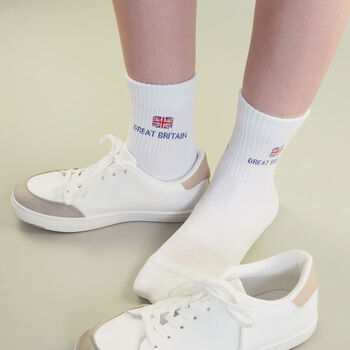 Great Britain White Luxury Sports Women's Socks, 4 of 4