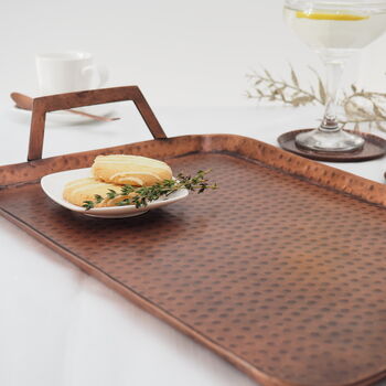 Antique Copper Serving Tray With Handles, 5 of 7