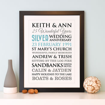Personalised Silver Wedding Anniversary Art, 6 of 10