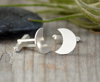Handmade Sterling Silver Moon Cufflinks, 4 of 4