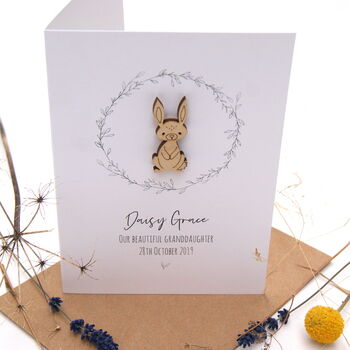 Betsy Bunny New Baby Personalised Card, 8 of 8