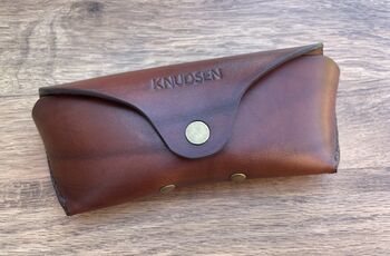 Personalised Spanish Brown Leather Glasses Case, 3 of 12