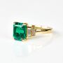 One Of A Kind Lab Grown Emerald Cut Green Diamond Engagement Ring, thumbnail 2 of 6