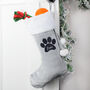 Personalised Paw Print Silver Grey Christmas Stocking For Pets, thumbnail 3 of 4