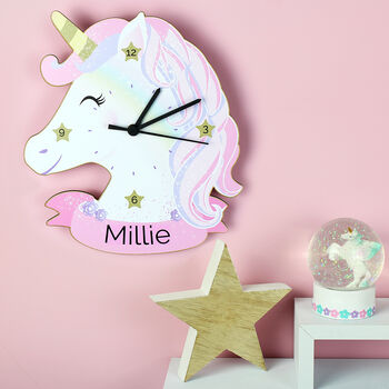 Personalised Unicorn Shape Wooden Clock, 5 of 5