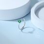 Sterling Silver Created Green Emerald Droplet Ring, thumbnail 2 of 11