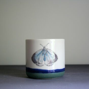 Small Navy Planter Butterfly Ceramic Succulent Pot, 2 of 3