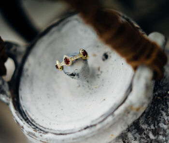Garnet Pear Drop Gemstone 18k Gold Plated Stacking Ring, 5 of 7