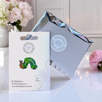 Small Eat The Rich Caterpillar Enamel Lapel Pin, Birthday, Christmas, Friendship Gift, 2 of 8