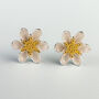 Sterling Silver Magnolia Flower Stud Earrings, thumbnail 3 of 6