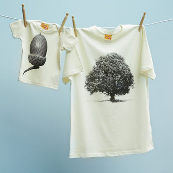 Twinning Tshirt Top Set Oak / Acorn For Dad And Child, 4 of 5