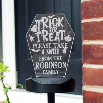 Personalised Trick Or Treat Solar Light – Outdoor Halloween Decoration, 4 of 8