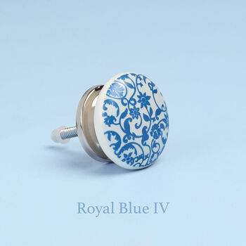 Royal Blue Ceramic Door Knobs Cupboard Door Handles, 5 of 5