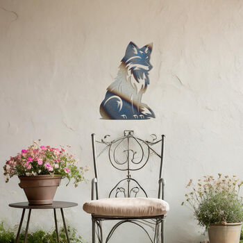 Sitting Fox Metal Wall Art For Garden And Interior Decor Gift, 9 of 10